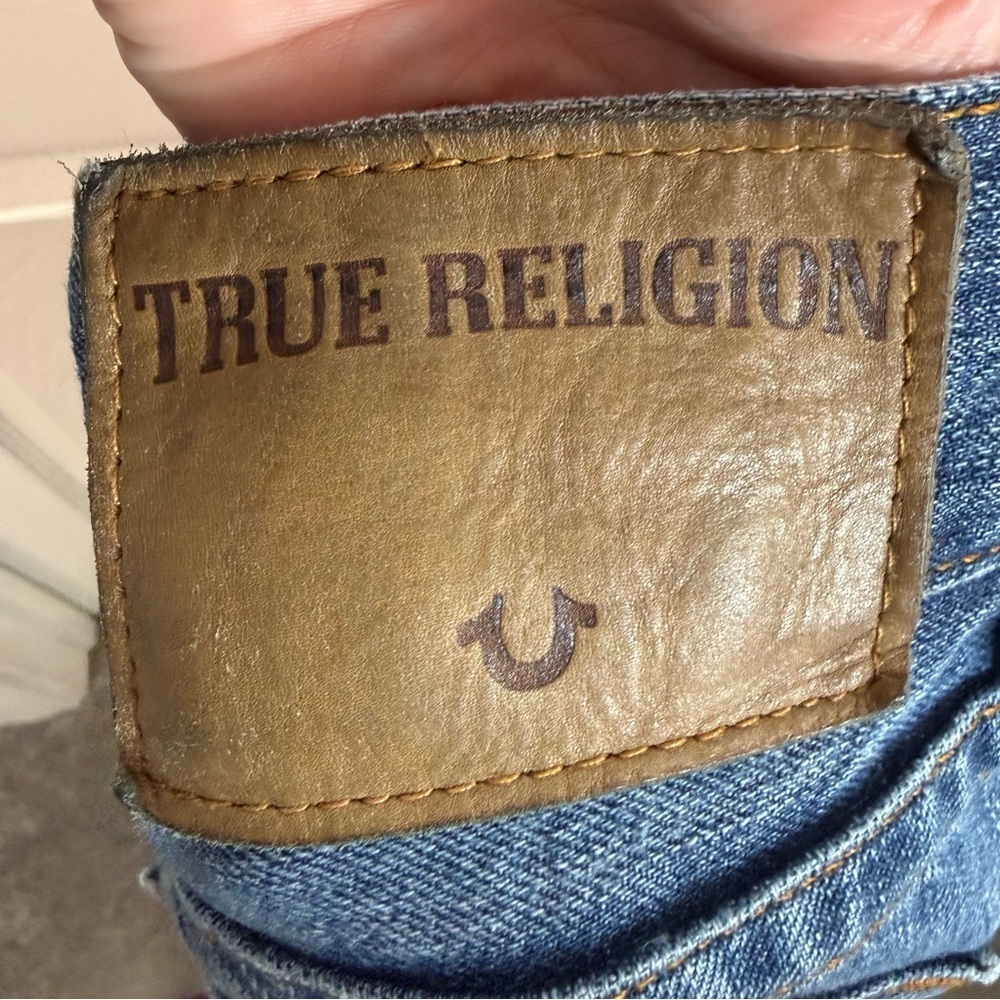 True Religion Geno Jeans Men's Size 30 (32X34) Blue Relaxed Slim No Flap - Picture 9 of 13